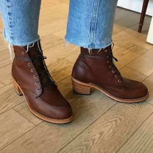 Red Wing Shoes Brown Leather Lace-Up Ankle Boots